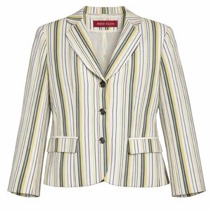 Vintage Anne Klein Striped Button Blazer | Black Blue Green Yellow Lined Jacket